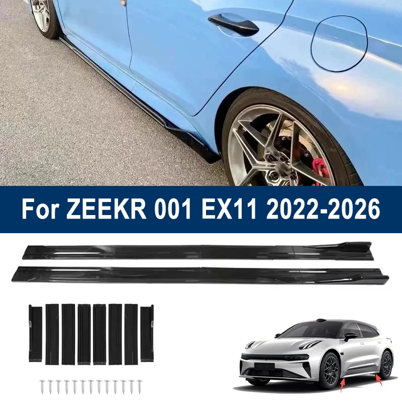 

For ZEEKR 001 EX11 2022-2026 2023 Car Side Skirt Splitters Extended Side Spoiler Sport Body Kit Bumper Lip Modified Parts 8Pcs