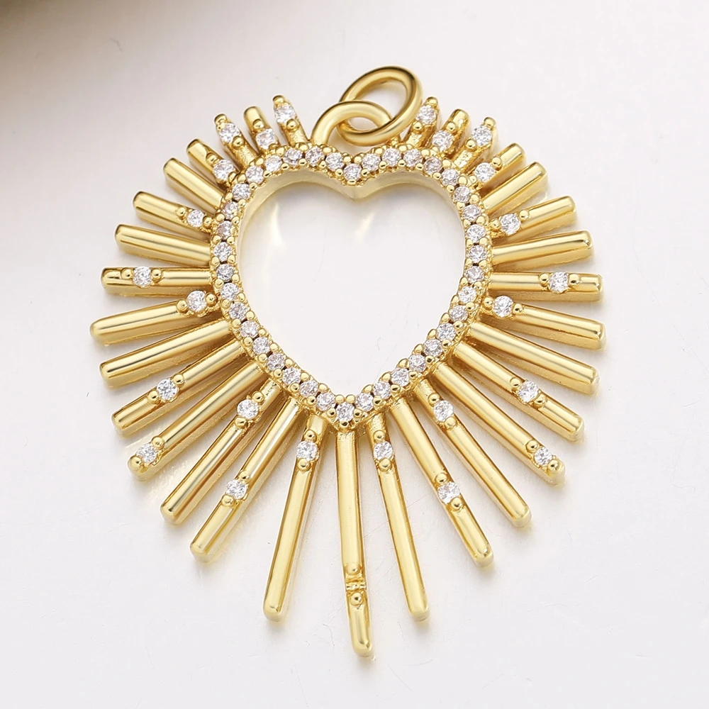 Juya 18k Echtgold vergoldet Micro Pave Zirkon kreative Dekoration Liebe Herz Stern Charms für DIY Luxus Anhänger Schmuck machen – Detail 5