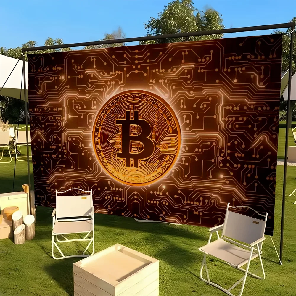 Crypto Currency Bitcoin BTC Flag For Party Picnic Art Home Decoration Outdoor Camping Banner