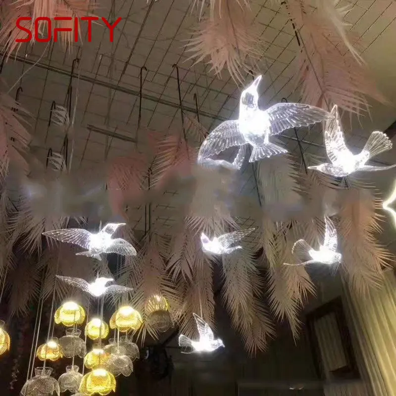 SOFITY lampu pernikahan Modern dekorasi rumah, lampu akrilik lanskap dalam ruangan LED burung terbang untuk suasana rumah