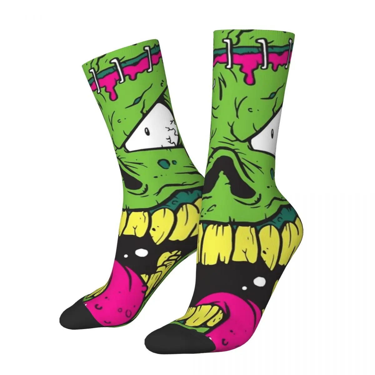 Hip Hop Vintage Popping Zombie Crazy Men\'s Compression Socks Unisex Eyeball Harajuku Pattern Printed Novelty Happy Crew Sock