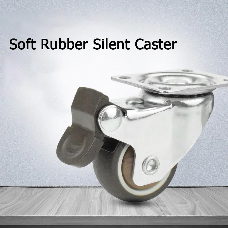 4PCS Silent Soft Rubber Swivel Casters 2.5/3 Inches, Flower Stand Swivel Casters, Brakeable Swivel Casters Fixed Casters, a Set