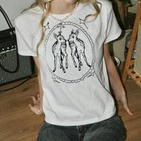 Summer Goth Deer Print Grunge Graphic T Shirts Women Y2k Vintage Crop Tops Streetwear Style Popular Baby Tees Coquette Clothes