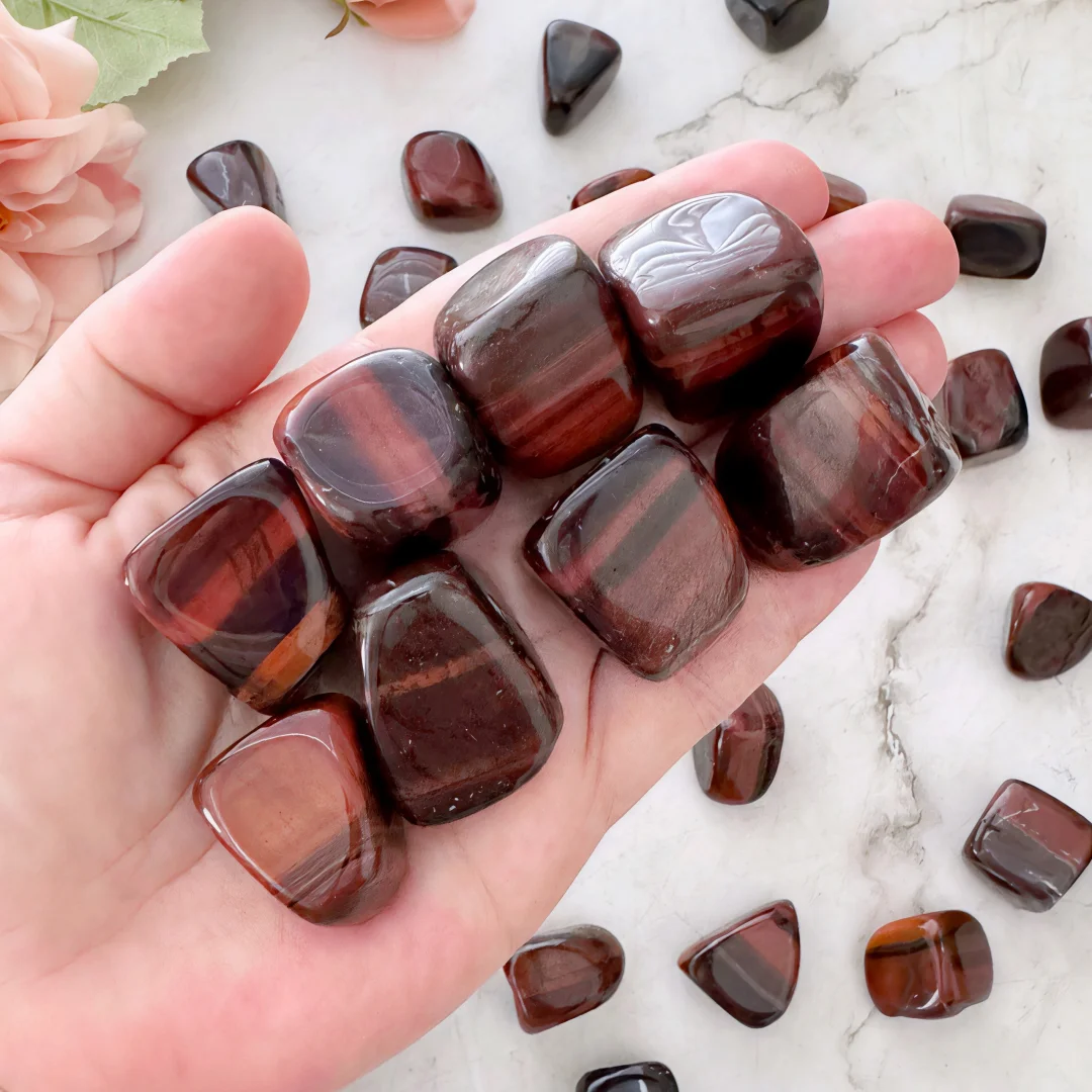 Natural Red Tiger's Eye Rolling Stones, Polished Crystals, Irregular Crystals, Bulk Crystals, Outdoor Garden Decorative Stones