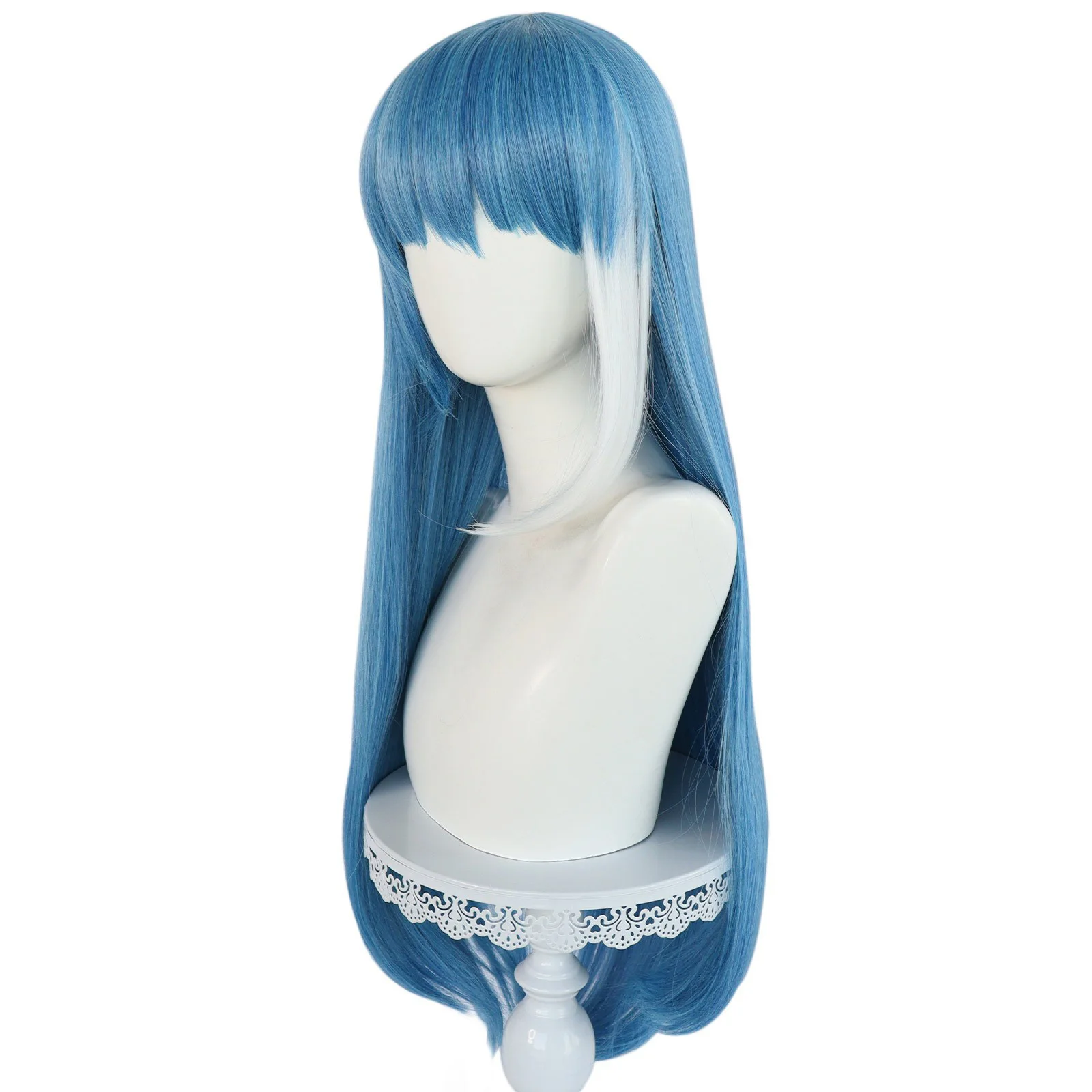 Yozakura-Perruque Synthétique Longue Mutsumi pour Cosplay, Bleu, Lisse, Accessoires de Carnaval d'Halloween