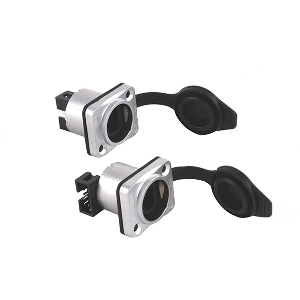 1pc RJ45 Waterproof Shield Male Plug Female Socket Chassis Panel Mount Network Connectors Metal Shell