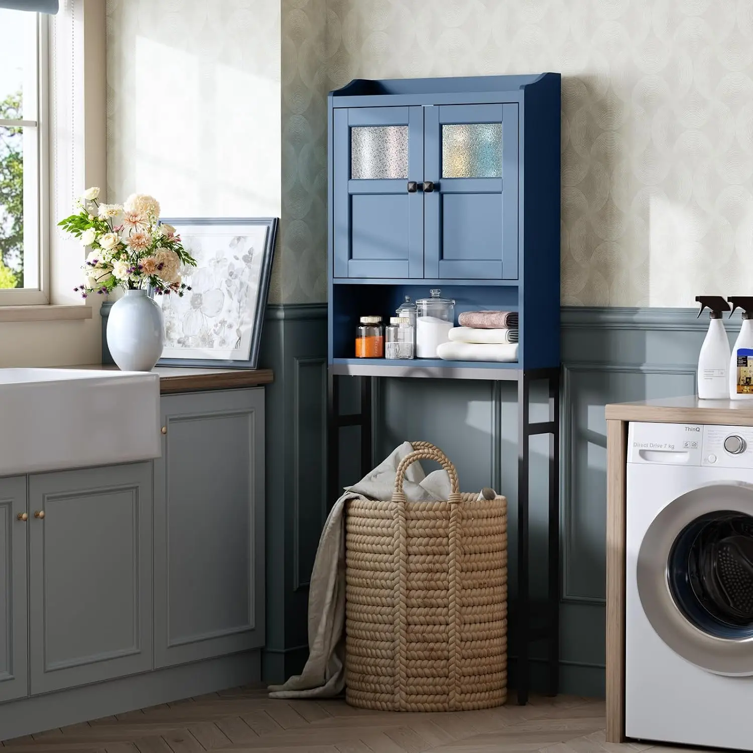 Over Toilet Storage Cabinet Double Door Soft Hinge Bathroom Space Saver Shelf, Customized