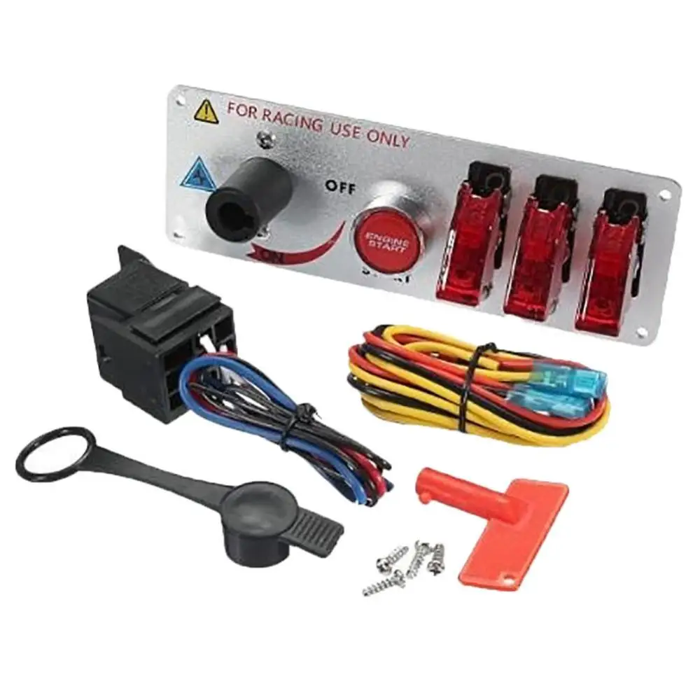 

12V Auto LED Racing Car Ignition Engine Start On/Off Push Toggle Switch Panel