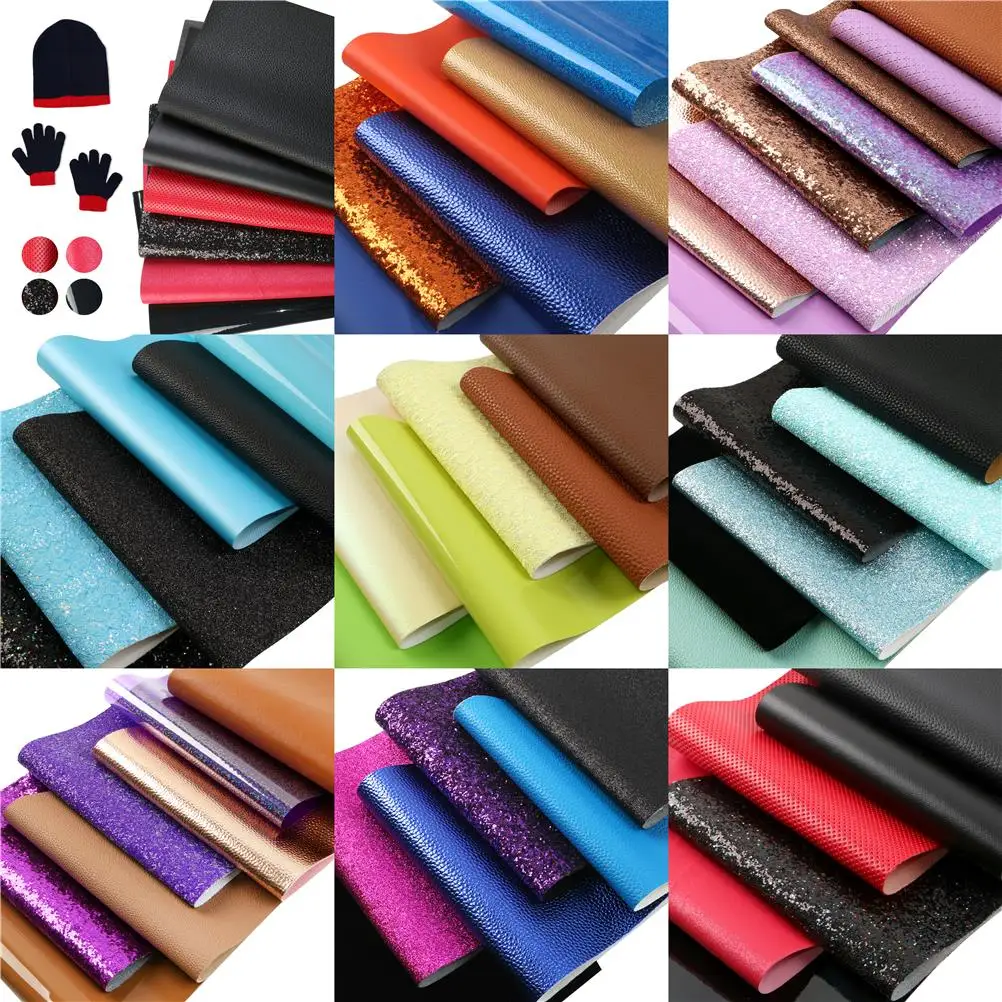 20x33cm Soild Color Series Faux Synthetic Leather Fabric Set For Bow-knot Earring Phone Case Faux Leather Sheets,1Yc15599