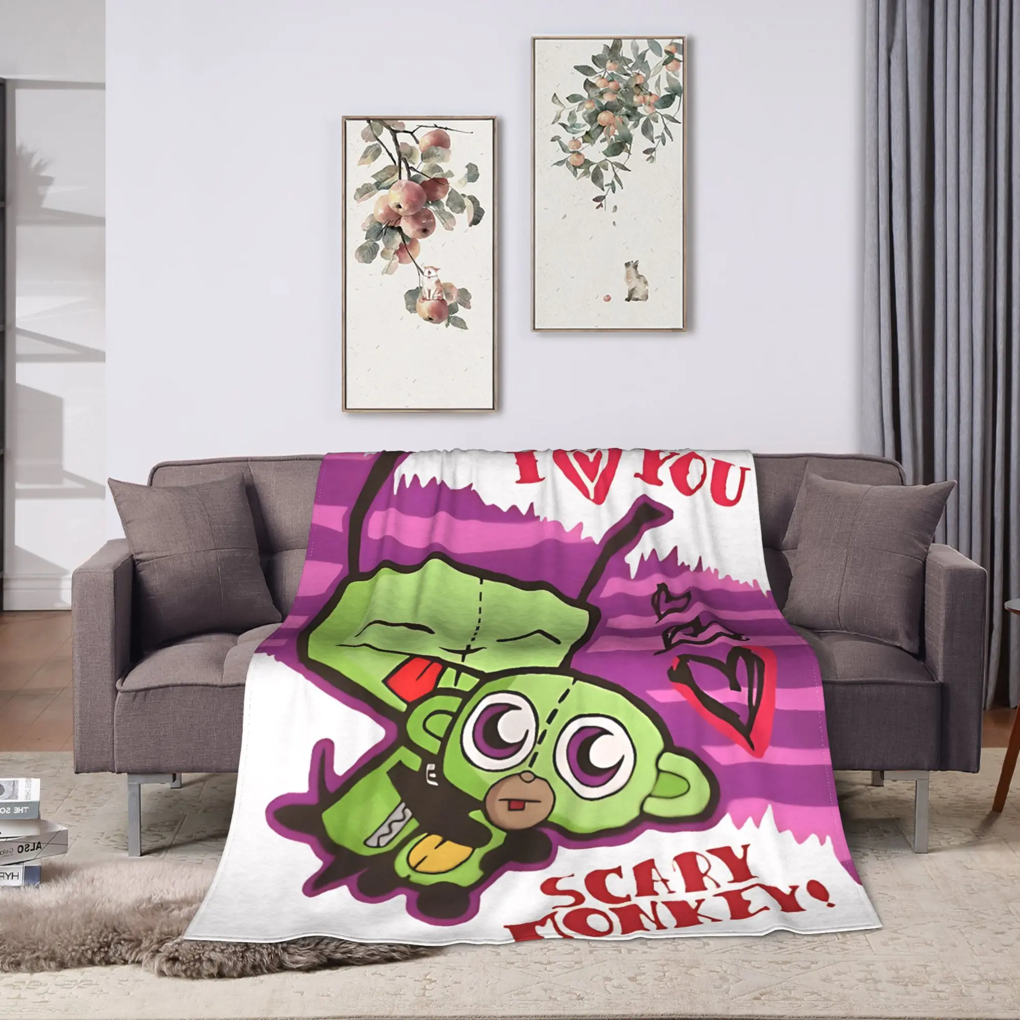 Invader Zim Movie Blanket  Soft Aesthetic Plush Throw Blanket For Couch Bed Travel Flannel Bedspread Bed Cover