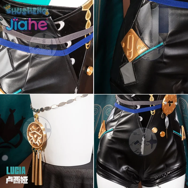 لعبة جديدة Zenless Zone Zero Lucia Elowen أزياء تنكرية من الجلد شورت كيب إكسسوارات زي كرنفال الهالوين #5