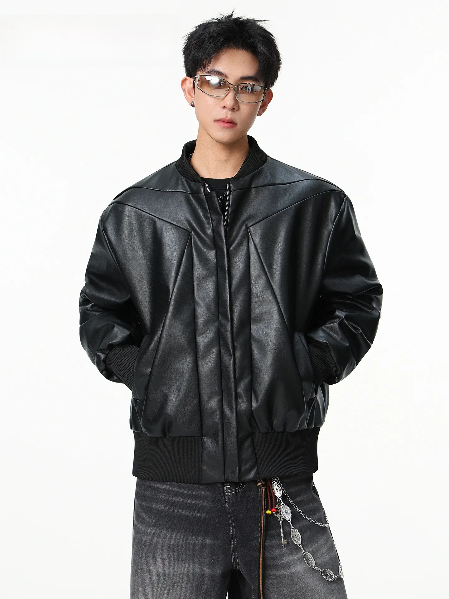 

JOKARJONNY American Sle ort PU Leather Jaet Men's Casual Motorcycle Workwear Jaet Loose Fit Autumn Trend Brand