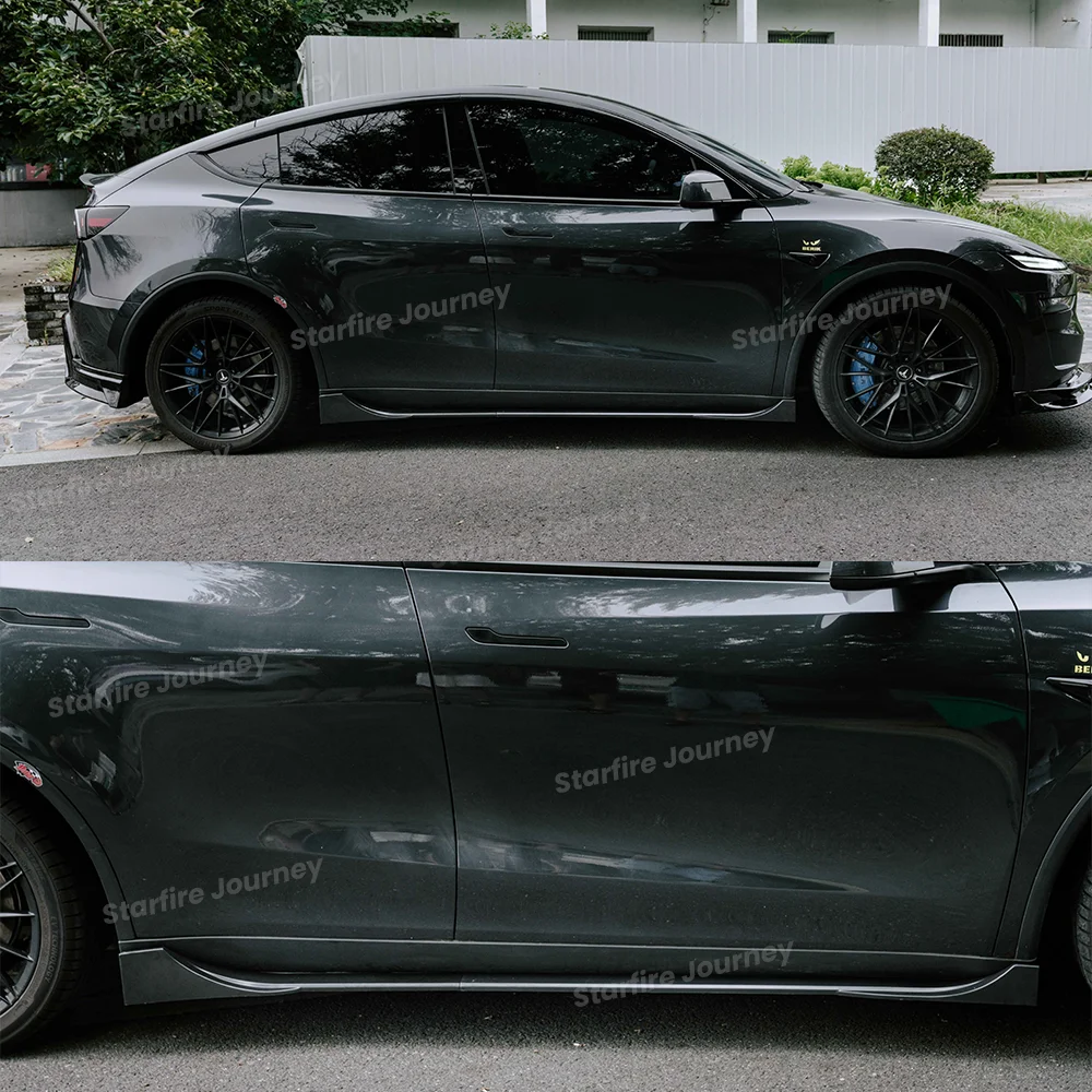 Car Side Skirt Extension for Tesla Model Y Juniper Model 3 Y 2017-2025 Aerodynamic ABS Material Glossy Black 4PCS Body Kits Set
