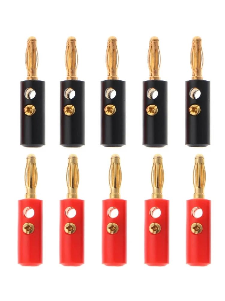 10 peças plugues de alto-falante banana prata 4mm conector de plugue banana para terminal adaptador