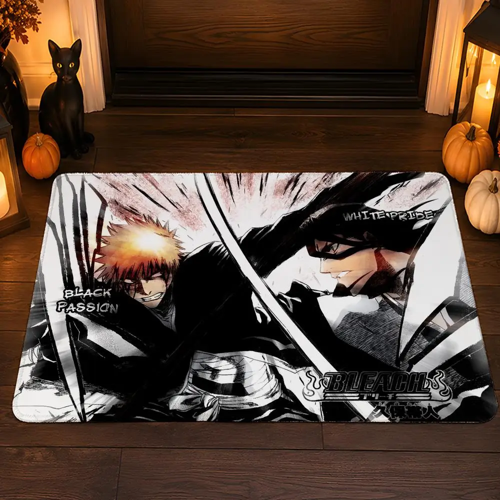 Anime B-Bleach Ichigo Floor Mat Flannel Rug Soft Non Slip Washable Door Mat For Bathroom Bedroom Kitchen Home Decor