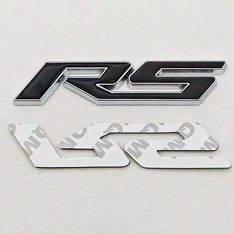 3D Metall RS Logo Aufkleber Front Grill Emblem Hinten Stamm Abzeichen Für Chevrolet Onix Blazer lumina Camaro Cruze Monza Auto Zubehör