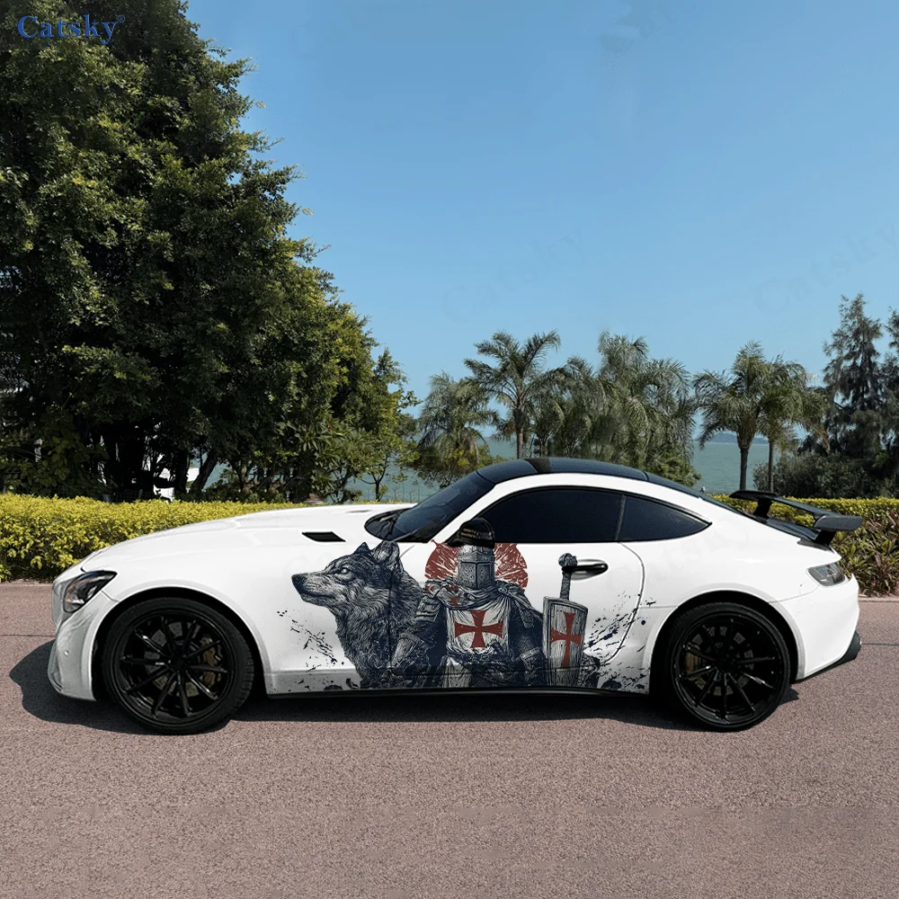 

Armored Warrior Wolf Car Vinyl Wraps Decal Self-adhesive PVC Sticker Suitable for Trucks SUV Decoration Auto Accessories Gift