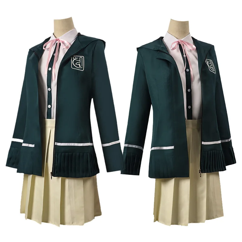Anime Shot on Breaking 2 Characters Seven Seas Chiqiu Cos Suit Green Hooded Cosplay Costume Jk Uniform Wig for Adult