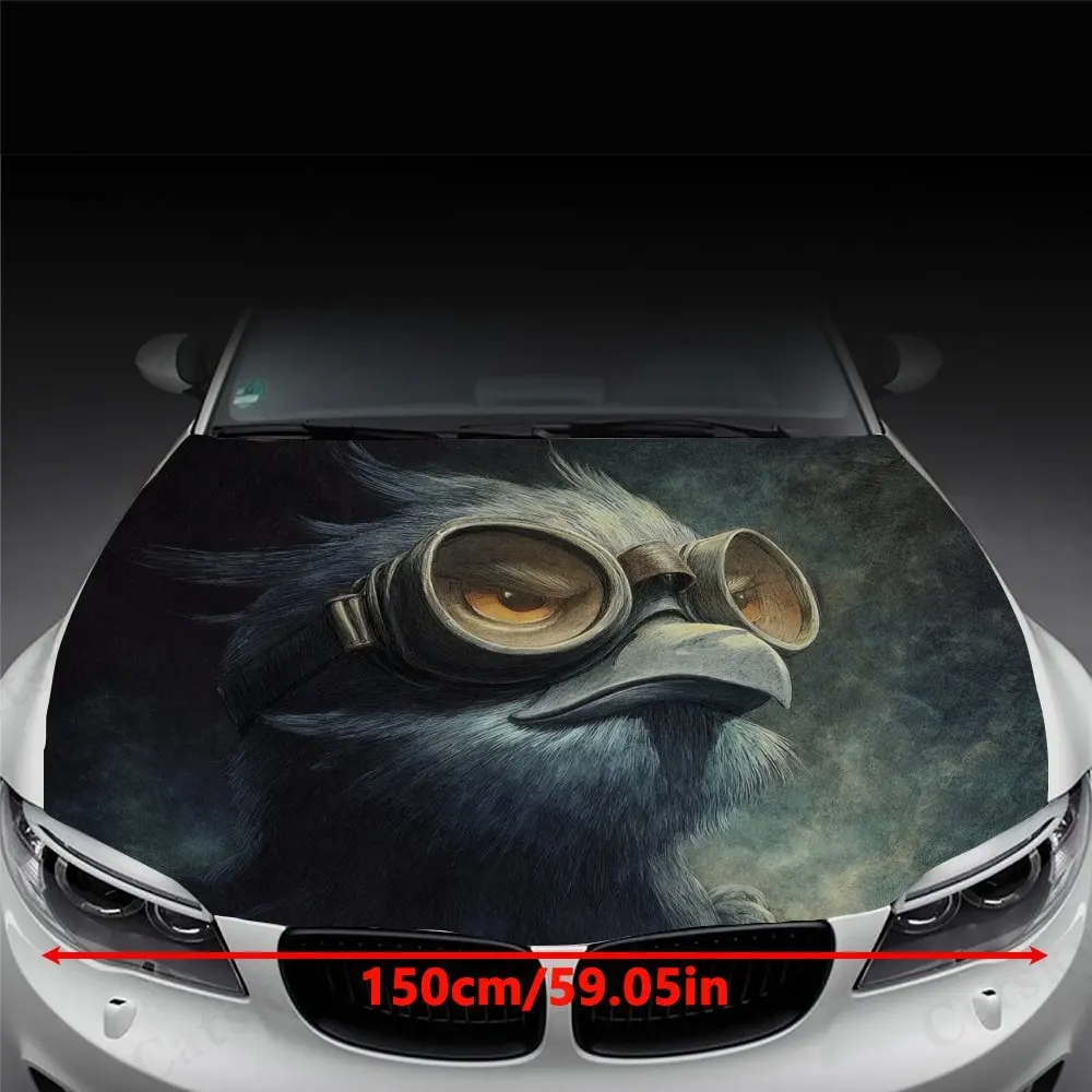 Bird with Goggles Car Vinyl Wraps - Suitable For Most Engine Hood,Bubble-free Design,Waterproof,Cleanable And Convenient Durable