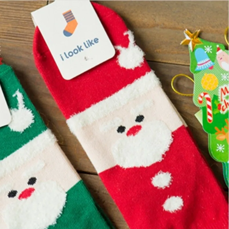 Gifts Family Cartoon Snowman Santa Elk Snowflake Cotton Pure Men Women Socks Christmas Festival 3pair/lot