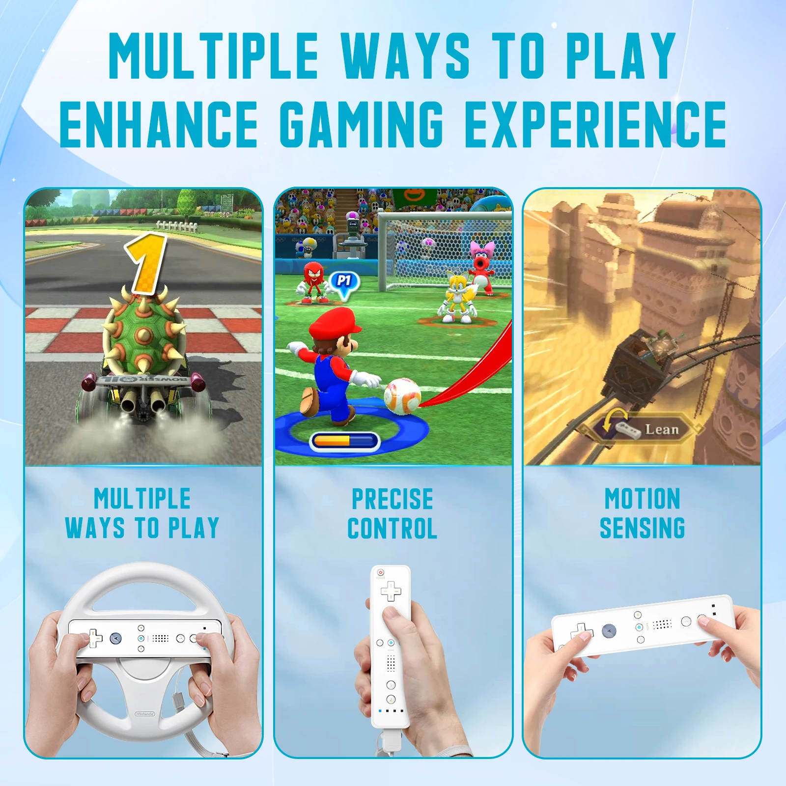 Левый/правый контроллер для Nintendo Wii/Wii U 2 в 1, беспроводной контроллер дистанционного управления Motion Plus, аксессуары для видеоигр