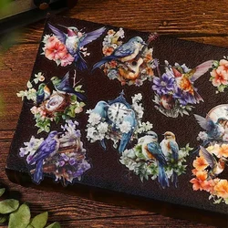30Pcs PET Stickers Birds Prey Collection Vintage Forests Fields Handbook Collage In music Flower Material Scrapbooking 93*150MM