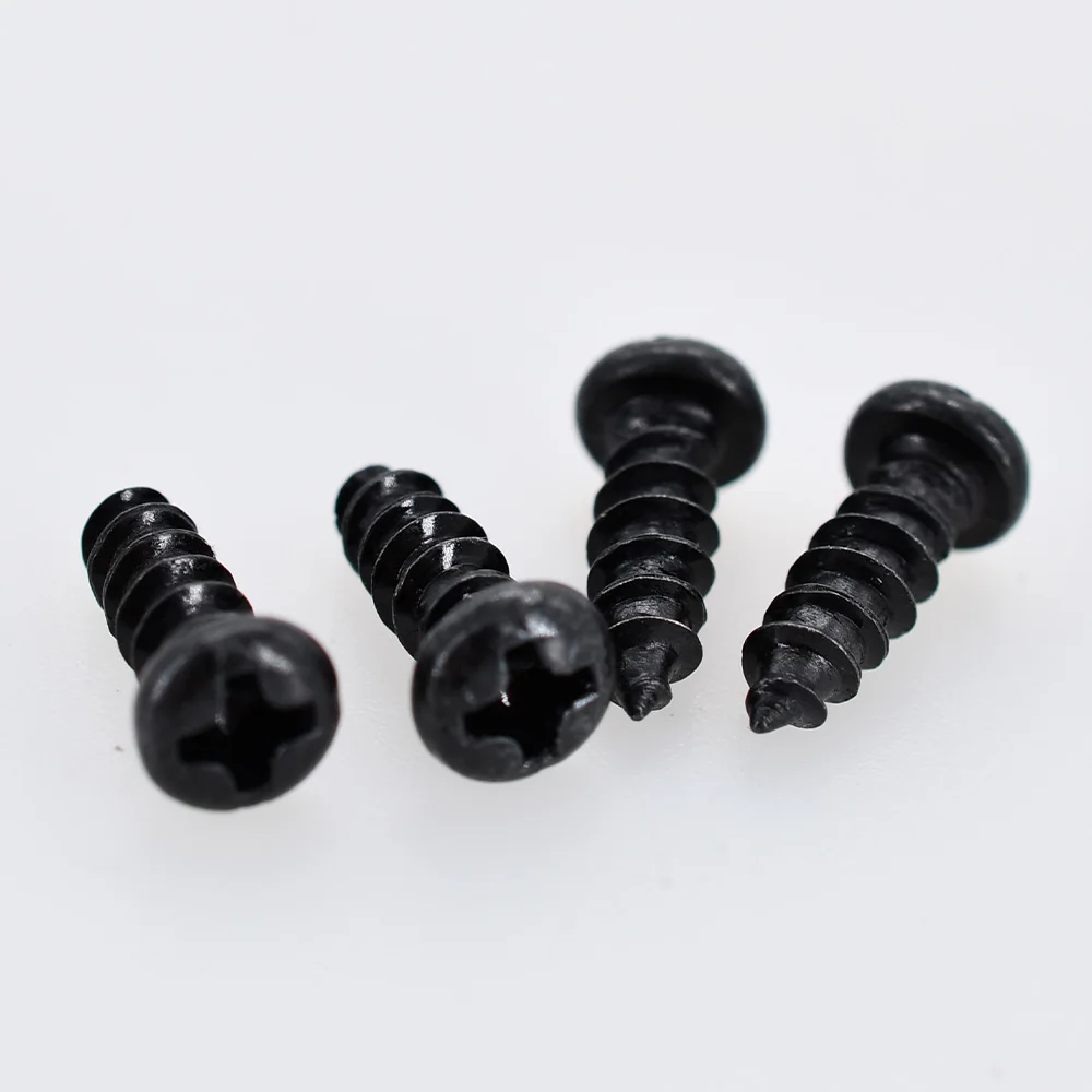 M1-M4 Phillips Round Head Self-tapping Screw Set Black Carbon Steel Plated Round Pan Head Tapping Fastener Screws Assortment Kit