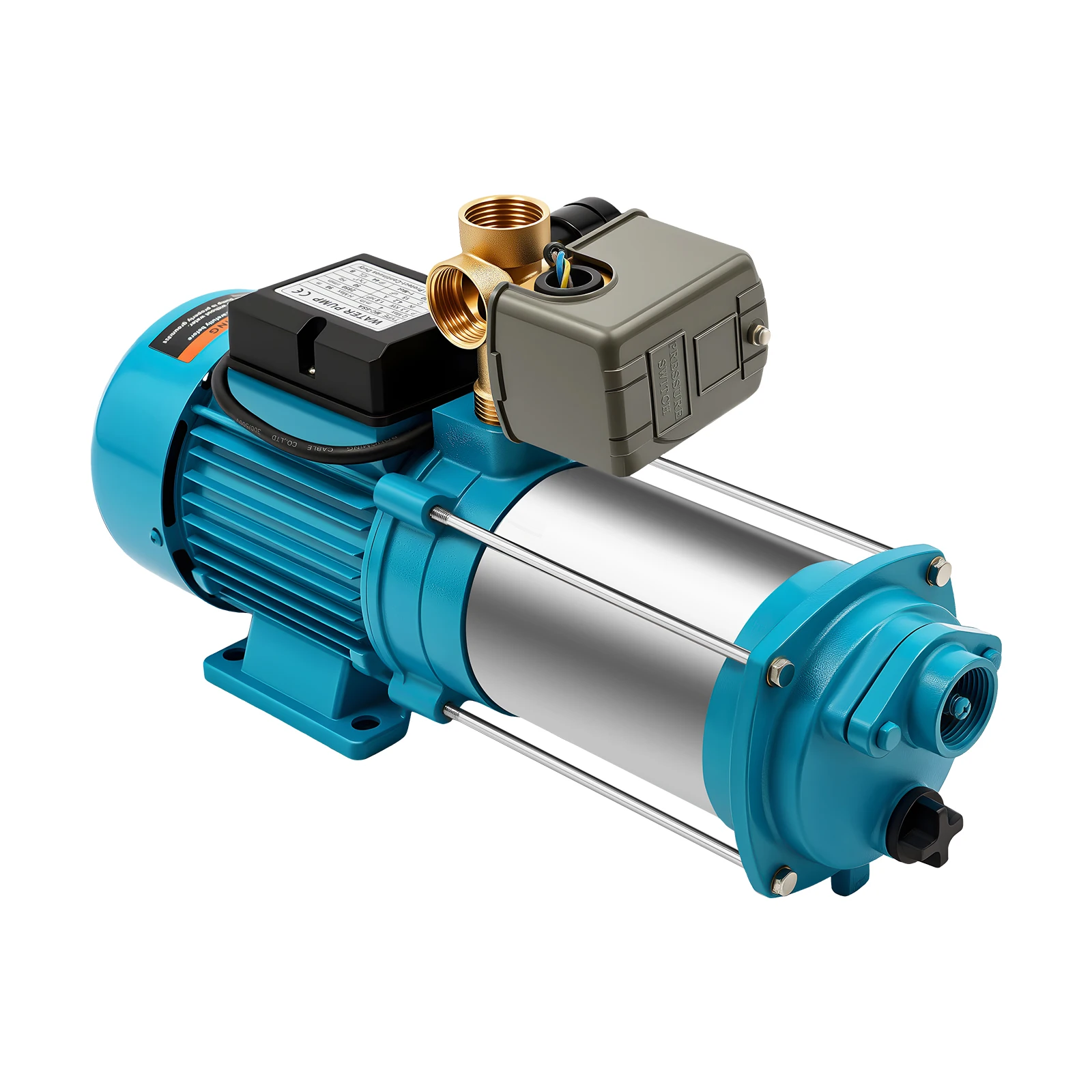 IP44 Wasserdichte Kreiselwasserpumpe - Selbstansaugende Pumpe mit Manometer, 98m Förderhöhe, 4000L/h für Bewässerungs-/Kühlsysteme – Detail 2