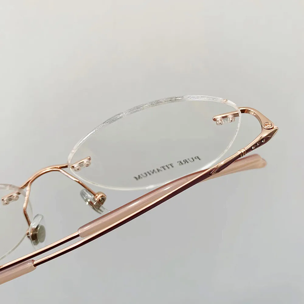 Entwickelt Frauen Randlose Brille Reinem Titan Brillen Optische Rahmen Rezept Rahmenlose Spektakel Kristall Dekoration Tempel – Detail 5