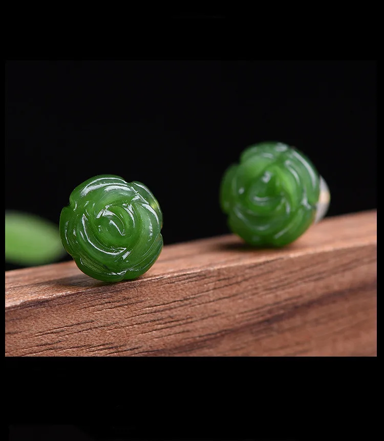 Natural Rose Green With 925 Sterling Silver Stud Golden Earrings Jewelry Lucky Accessories