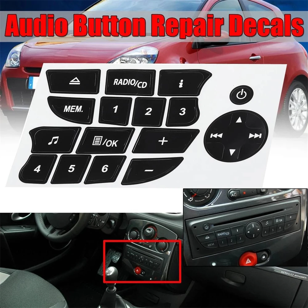 

Car Button Repair Stickers CD Radio Audio Button Repair Decals Stickers For Renault Automobiles Accessories