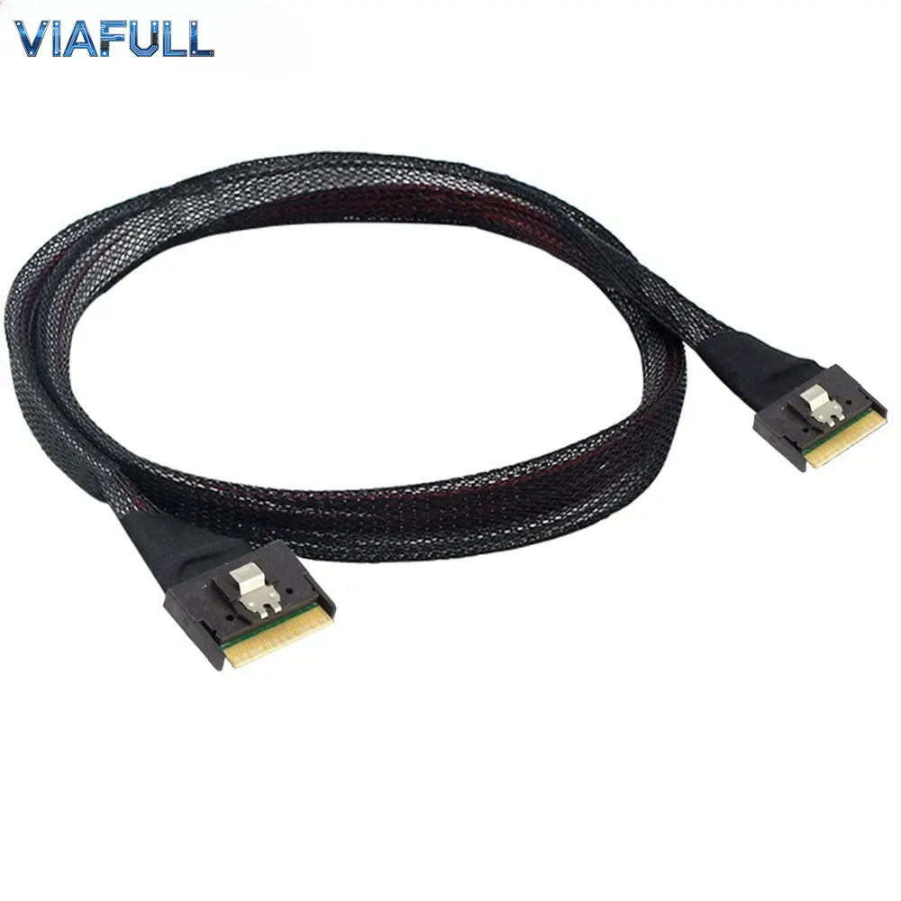 SlimSAS SFF-8654 8i to SFF-8654 8i Anti-Slant Cable, PCIe 4.0 74Pin Server Internal Extension Cord, Copper Wire 0.5M 0.8M 1M