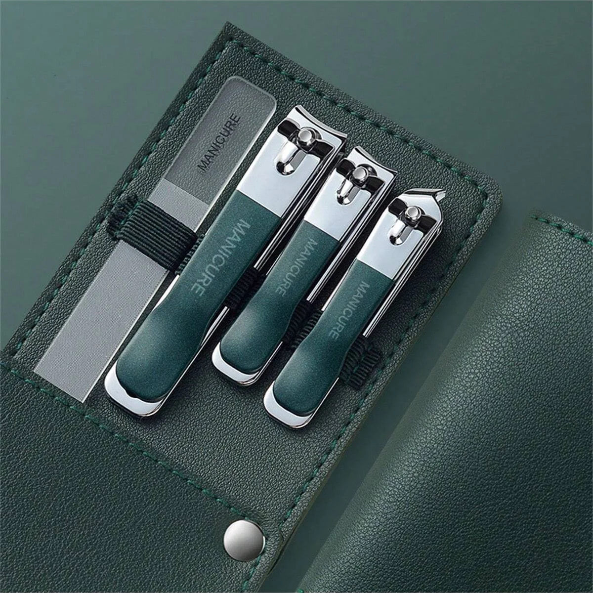 New Nail Clippers set 4 pcs with Rotating Leather Bag Professional Trimmer Pedicure Care Tools Manicure Set Home Care Gift