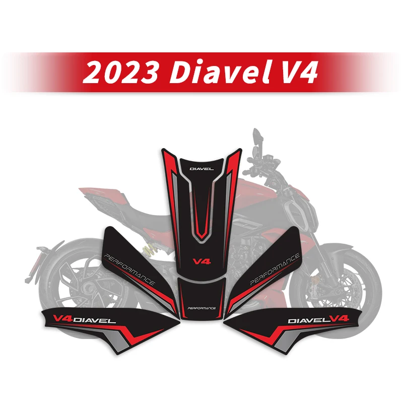 For DUCATI DIAVEL V4 2023 Years Motorcycle Accessoreis Fuel Tank Anti Slip Stickers Kits Of Bike Gas Pad Decals Can Choose Color