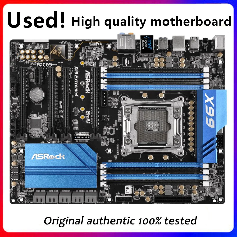 For ASRock X99 Extreme4 Original Used Desktop X99 LGA 2011 Socket LGA 2011 Core i7  LGA2011 V3 DDR4 64GB Motherboard