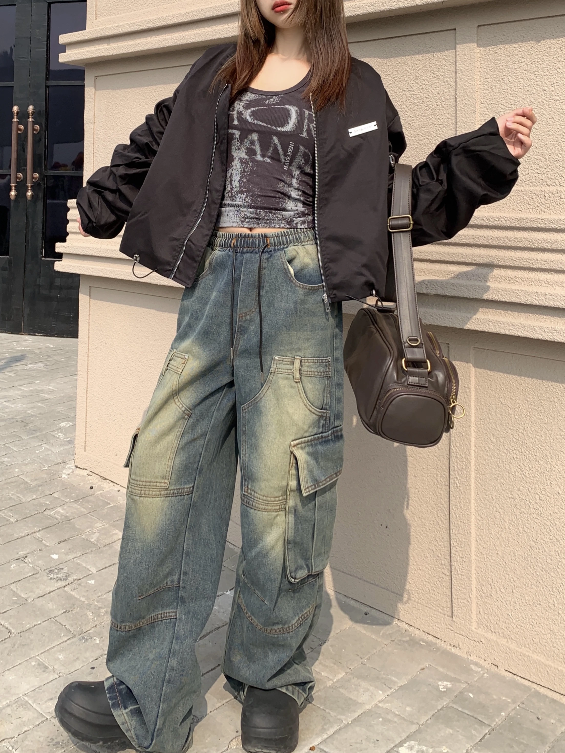 Women Denim Flared Pants Casual Solid Color Stretchy High Waist Bell Bottom Jeans Streetwear Baggy Jeans For Women Trousers Y2K