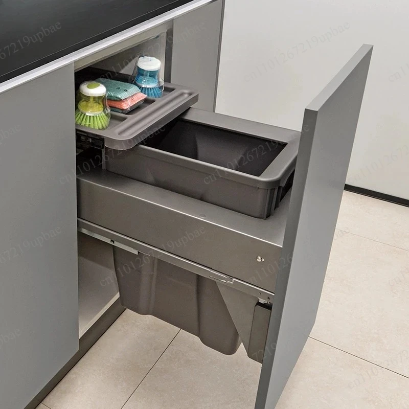 

Built-in Pull Out Kitchen Trash Can Large Hidden Slide Out Waste Bin for Home Bedroom