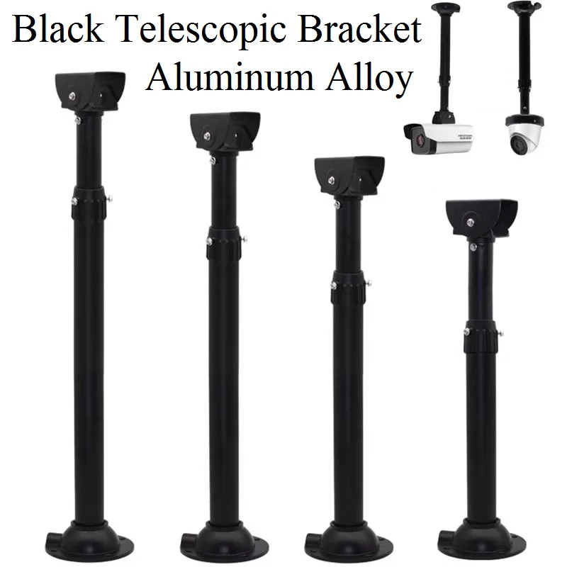Czarny uniwersalny wiszący wspornik półkulisty Kamera kopułkowa Montaż sufitowy Stop aluminium 20-200 cm Długość teleskopowa Wewnątrz/Na zewnątrz