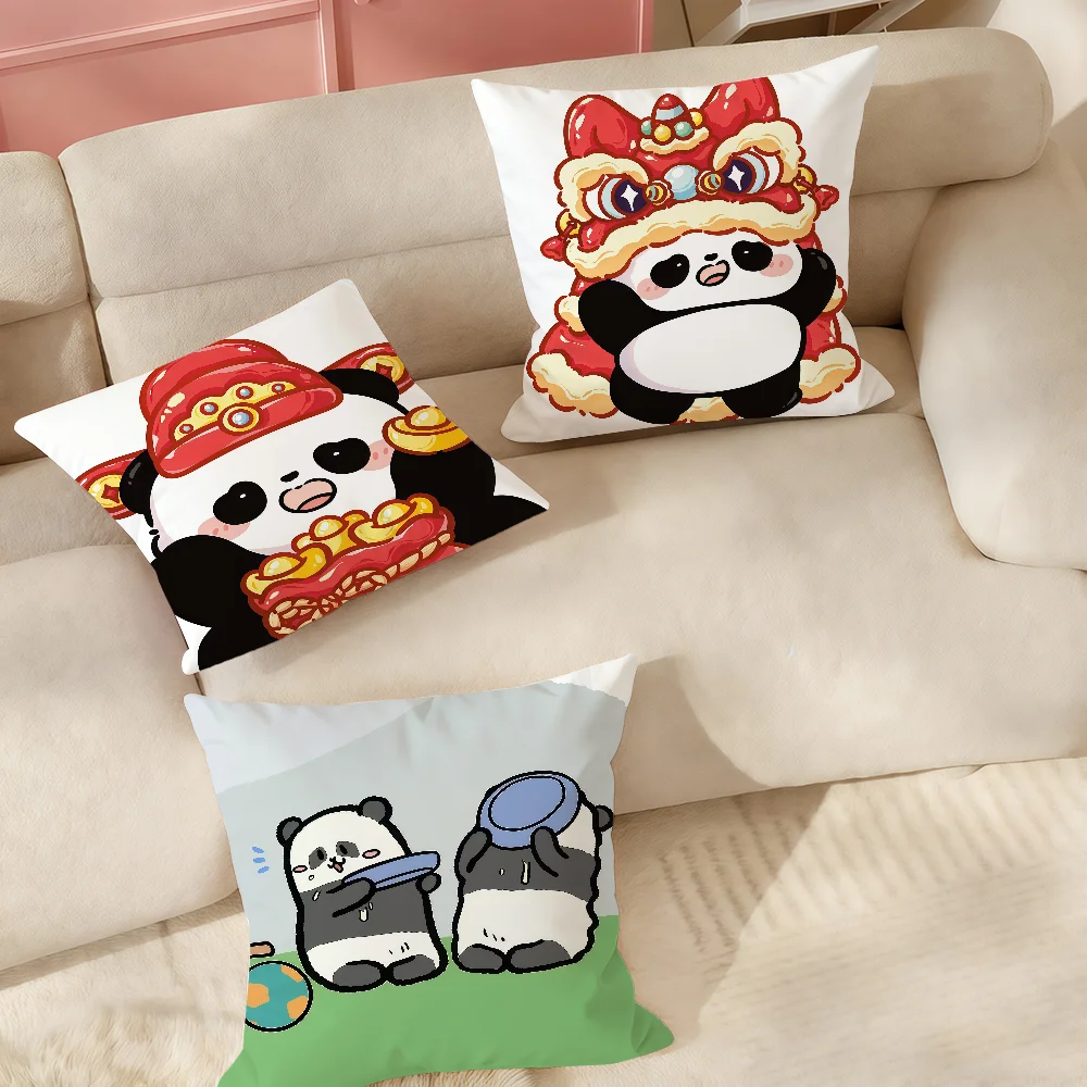 Panda Friends At Ocean Park Pillow Case Suitable For Bedrooms Living Rooms Cars Home Decoration