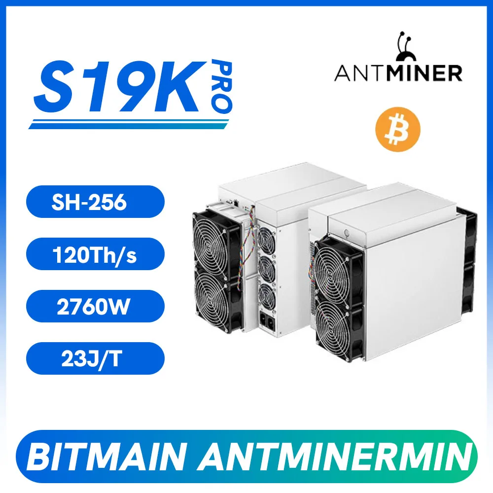 New Bitmain Antminer S19K Pro Bitcoin Miner 120T 2760W BCH Mining Machine Asic Miner BTC with PSU