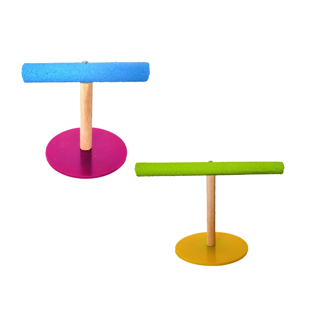 

2pcs Bird Training Stand Eco-Friendly T-Shaped Parrot Activity Rack Climbing Playstand For Cockatiels Parakeets With Food Bowl