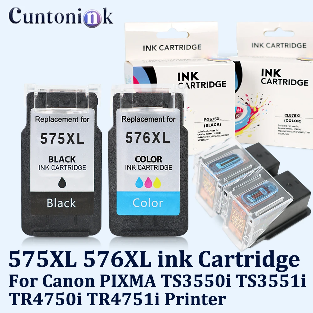575XL 576XL Ink Cartridge With Dey Ink With Chip for Canon PIXMA PG575 CL576 TS3550i TS3551i TR4750i TR4751i Printer