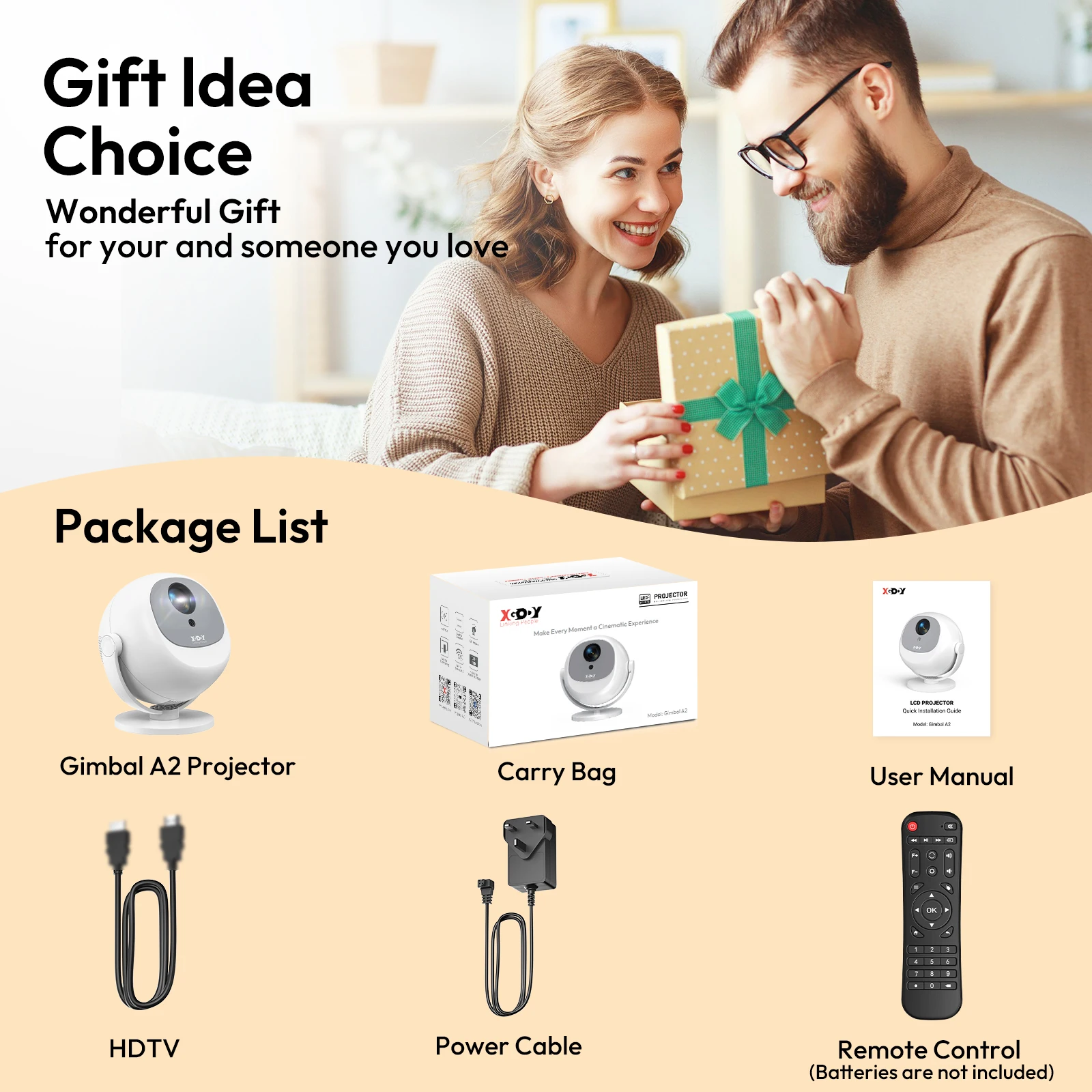 ​XGODY 350 ANSI 4K Portable Android Projector Native 720P/1080P WiFi6 Bluetooth 50% Zoom Electric Focus for Home Theater