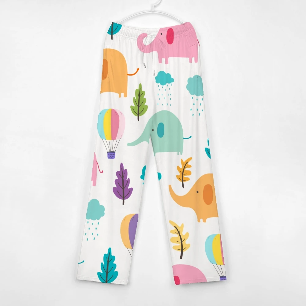 Olifant Patroon Schattige Pyjama Broek Heren Dames Loungebroek Superzacht Unisex Slaap Pyjama Broekje Met Zakken Trekkoord