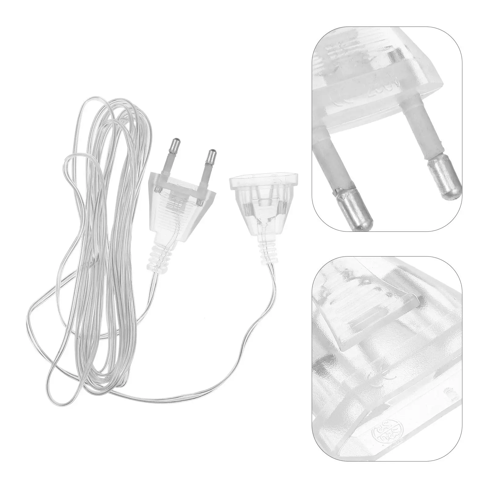 2Pcs LED Light String Extension Cord Easy to Install Warm Romantic Atmosphere Eu Plug String Light Extension Cord
