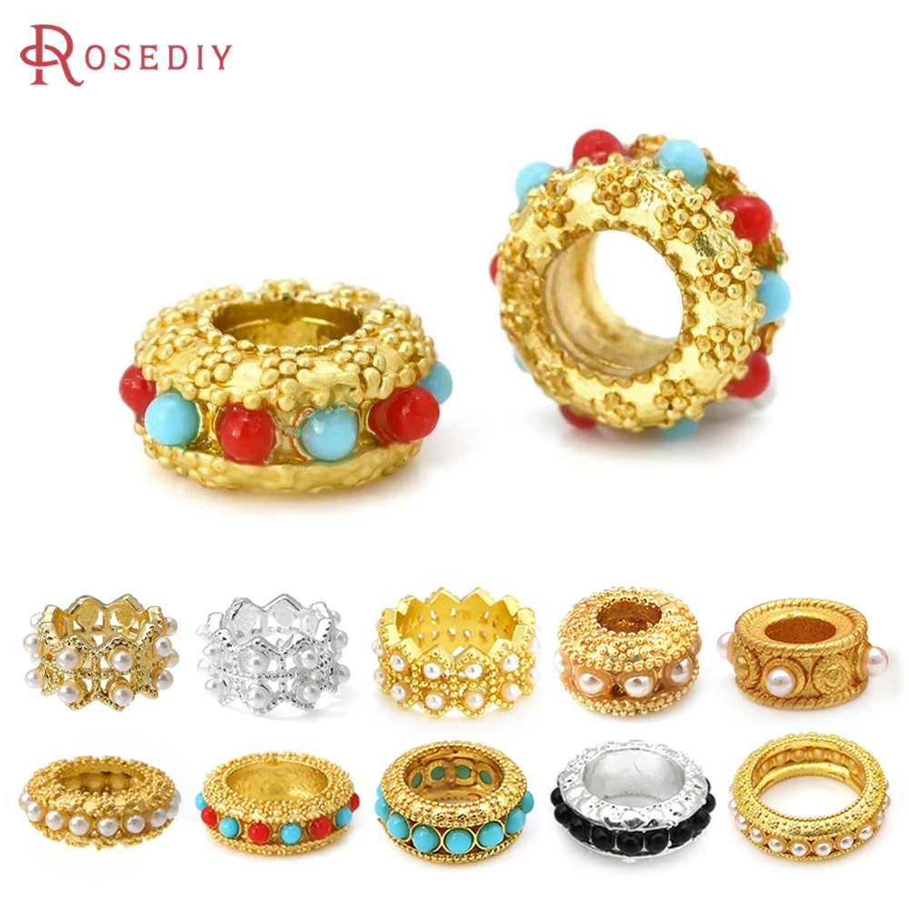 Matte Gold Farbe Messing und Kunststoff Imitation Perlen Rad Spacer Perlen Armband Perlen Diy Schmuck Machen Erkenntnisse Zubehör