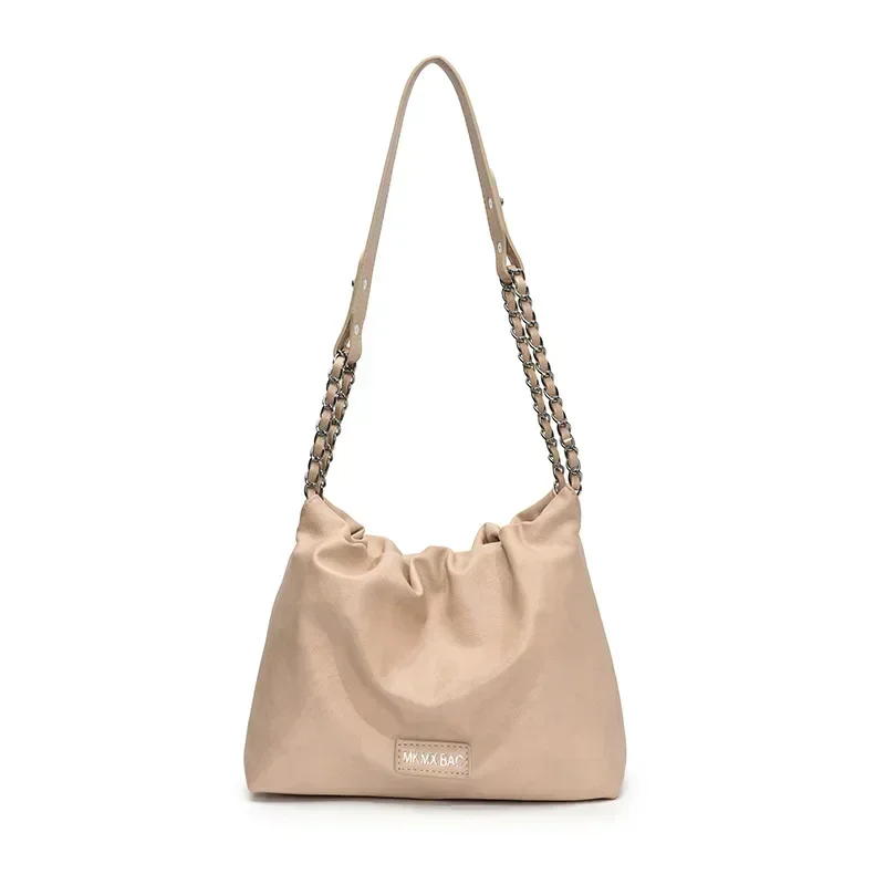 Women's Versatile Soft-Faced Drawstring Bag 2025 - Simple Stylish, Luxury Chain Handle, Shoulder & Handheld, Casual/Party
