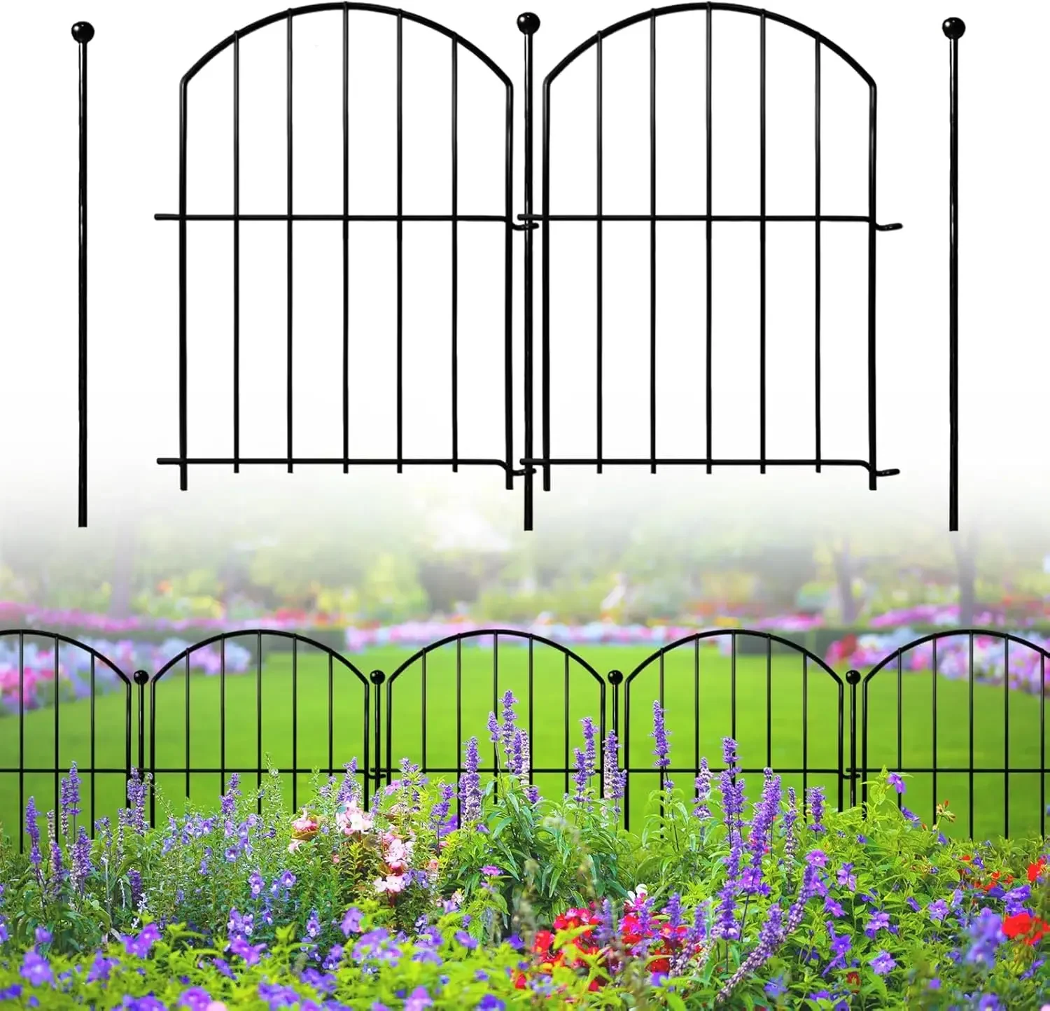 

Decorative Garden Fence 21in x26ft, 26 Pack Rustproof Metal No Dig Fence Animal Barrier for Dog, Arched Flower Bed Edging