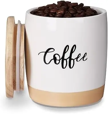 

LEETOYI Ceramic Food Storage Jars with Lid - 33oz Farmhouse Kitchen Canisters for Coffee, Countertop Organizer