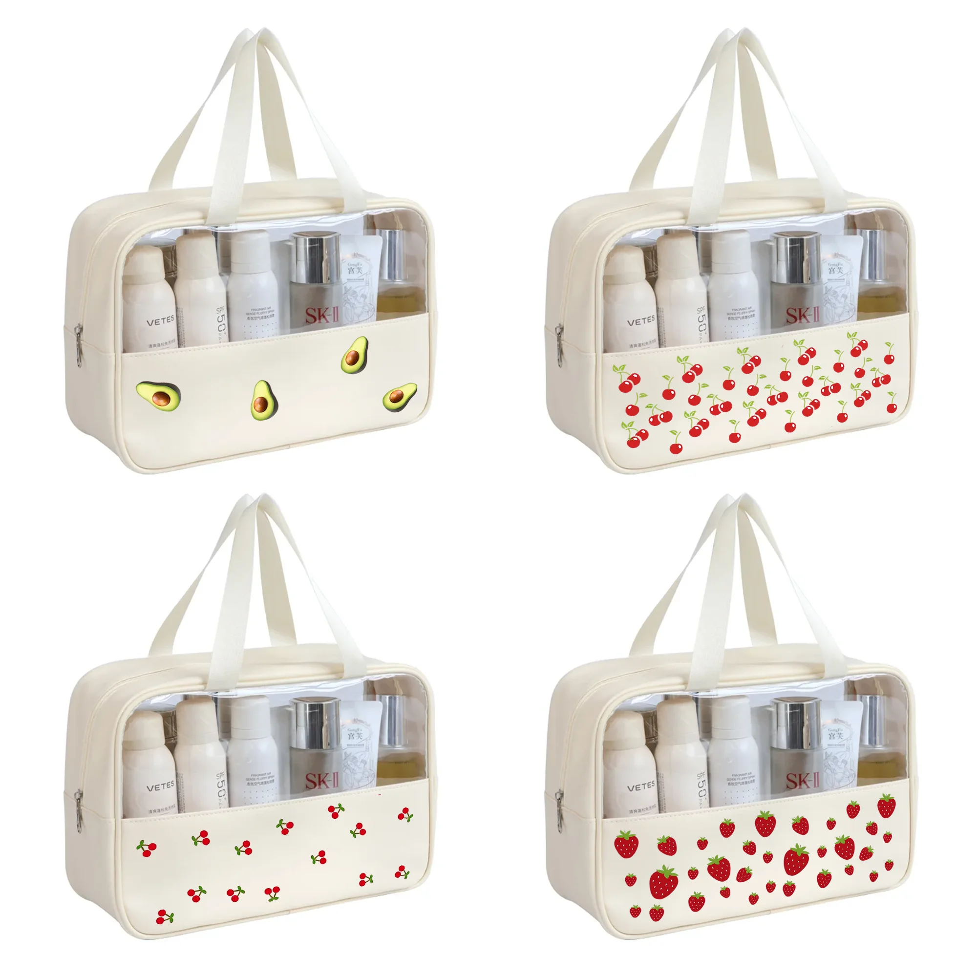 

Waterproof Toiletry Bags Large Capacity Makeup Toiletry Cosmetic Storage Pouch For Women Cherry Strawberry Men Toiletry Bag